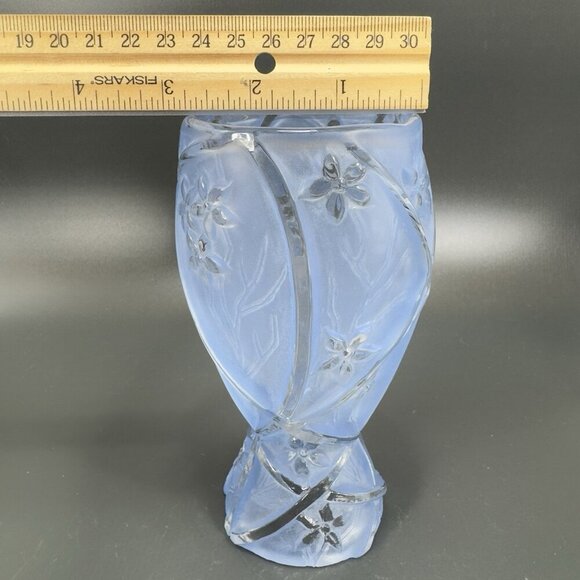 Consolidated Glass Co Line 700 Martele Frosted Blue Goblet Manganese 365nm Set 2 - Picture 8 of 16